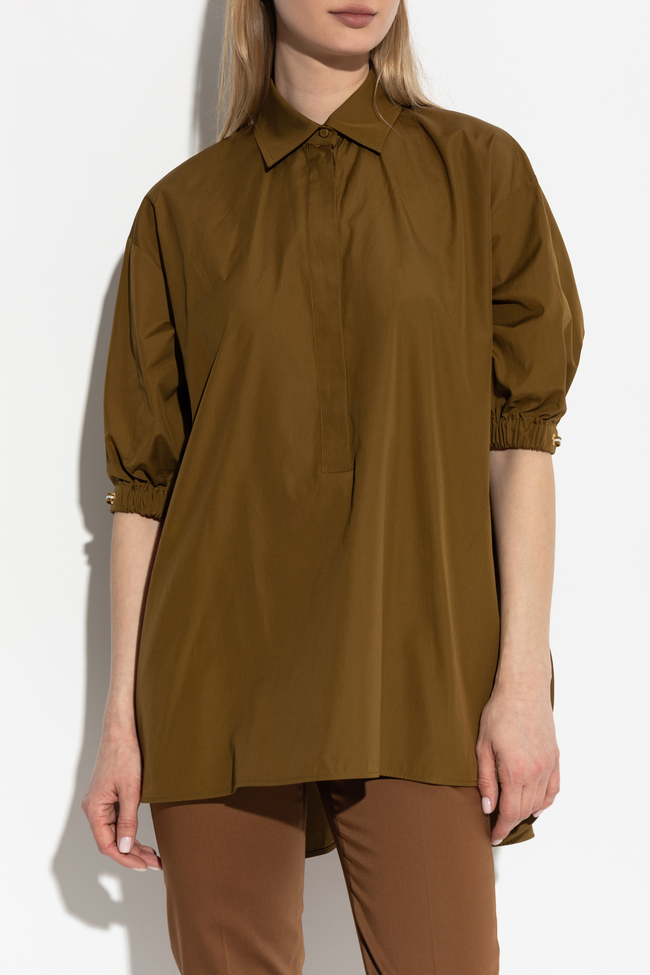 【関税＆送料込み】Max Mara Hazelnut-Coloured T-Shirt In Cr MM MAX MARA: T-shirt woman - Green | Mm Max Mara t-shirt